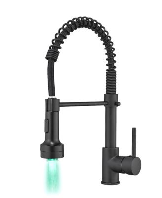 Single Handle Pull-Down Kitchen Faucet with LED Sprayer, High Arc 360degree(s) Swivel Commercial Sink Tap