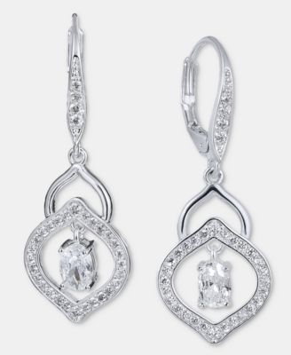 Cubic Zirconia Oval and Navette Drop Earrings