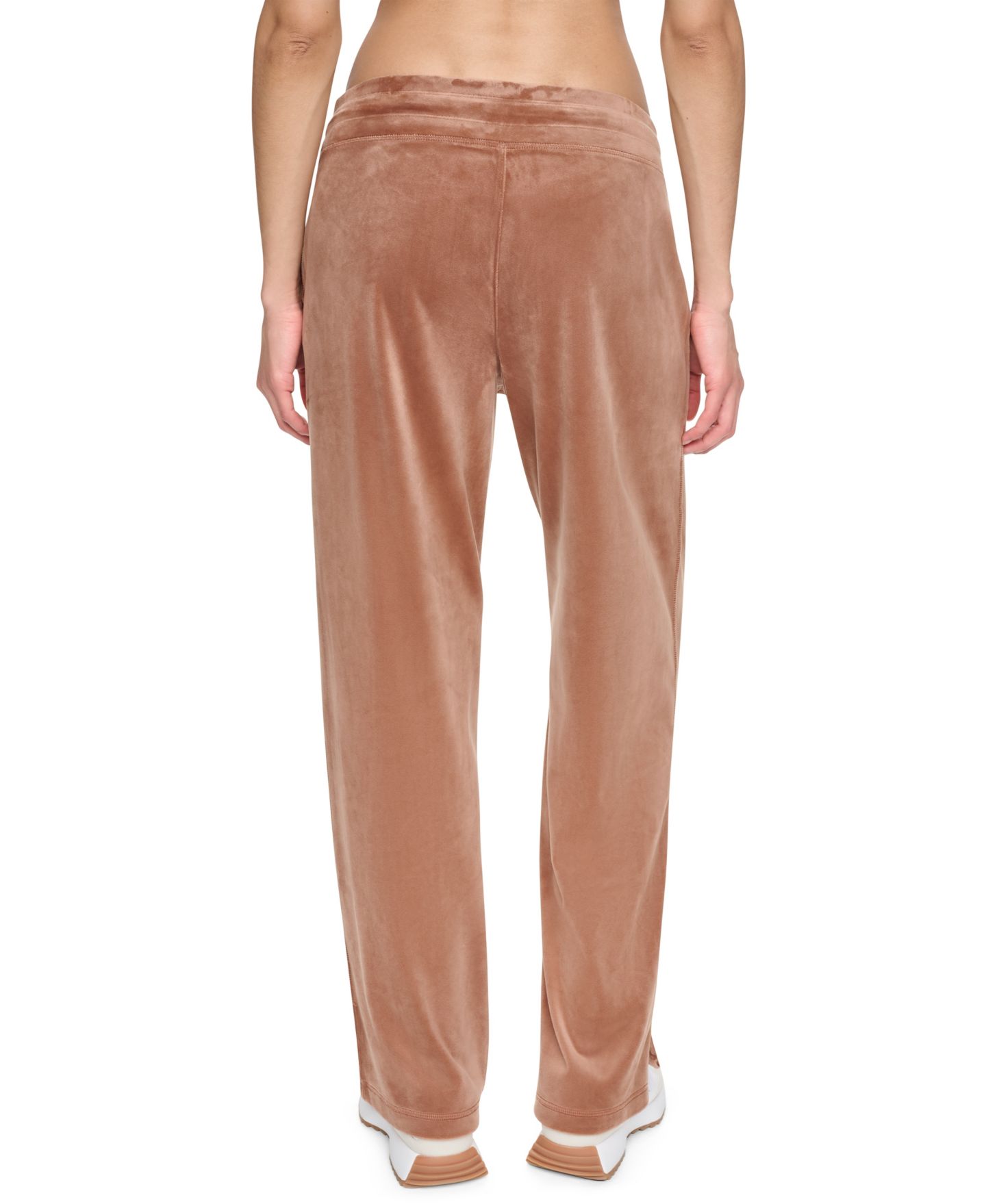 Женские брюки DKNY Sport Mid-Rise Super-Soft Velour Wide-Leg Track Pants, цвет: Чёрный — фото 11