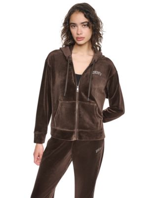 Women's Velour High-Low Hem Zip Hoodie