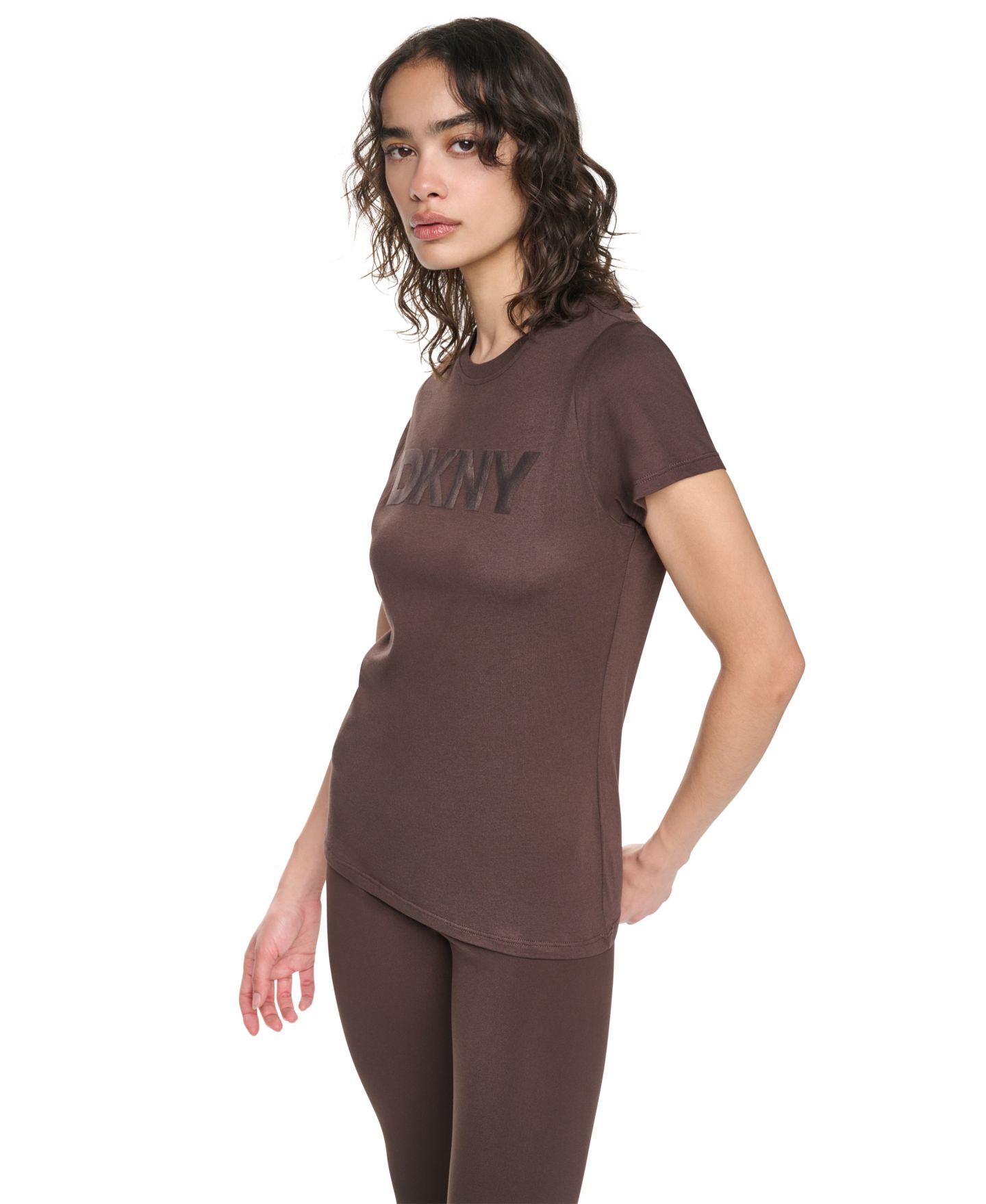 Женская футболка DKNY Sport Flocked Logo Crewneck, цвет: Чёрный — фото 21