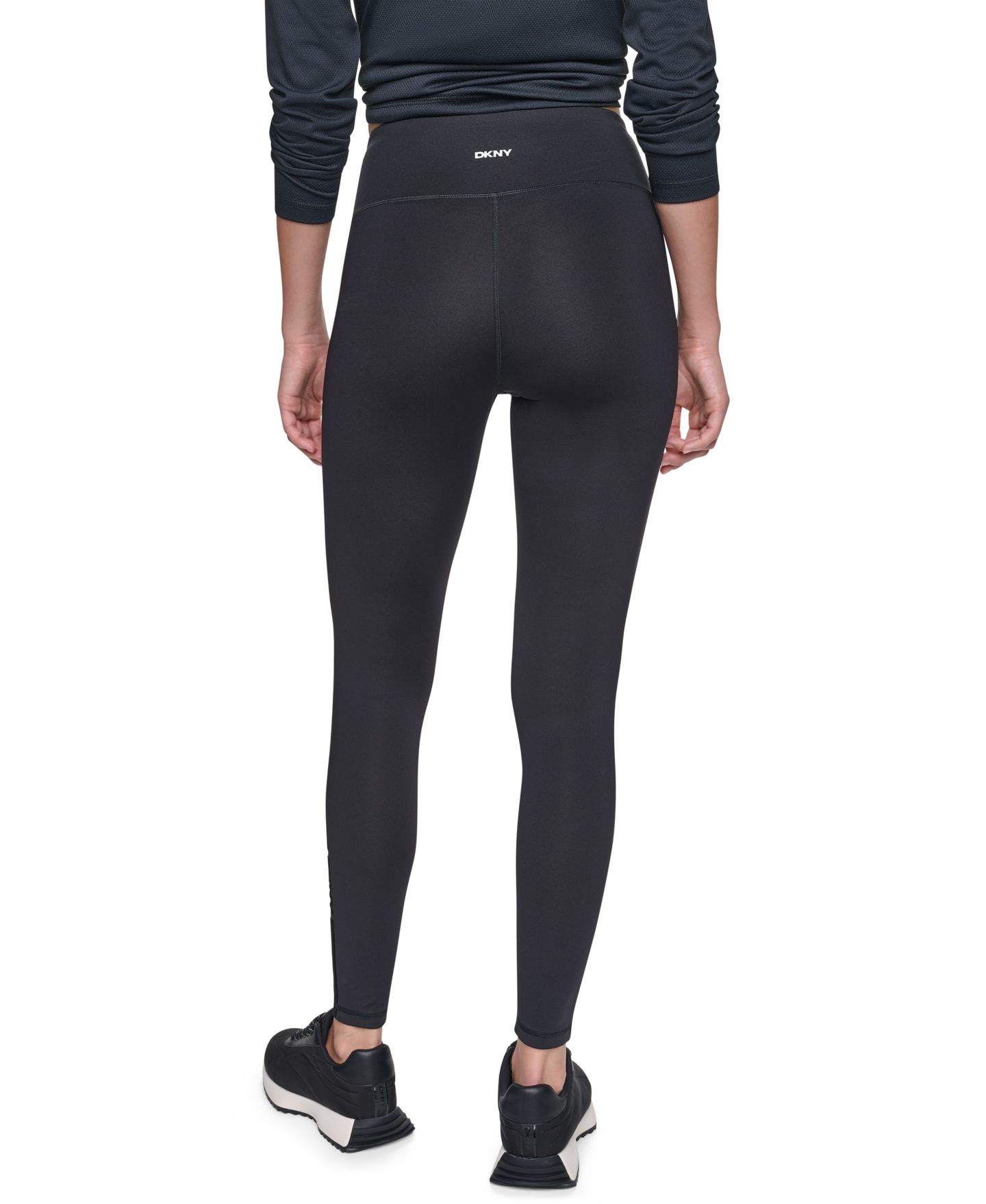 Женские леггинсы DKNY Sport 7/8 с высокой талией, флокированные с лёгким блеском, цвет: Чёрный — фото 2