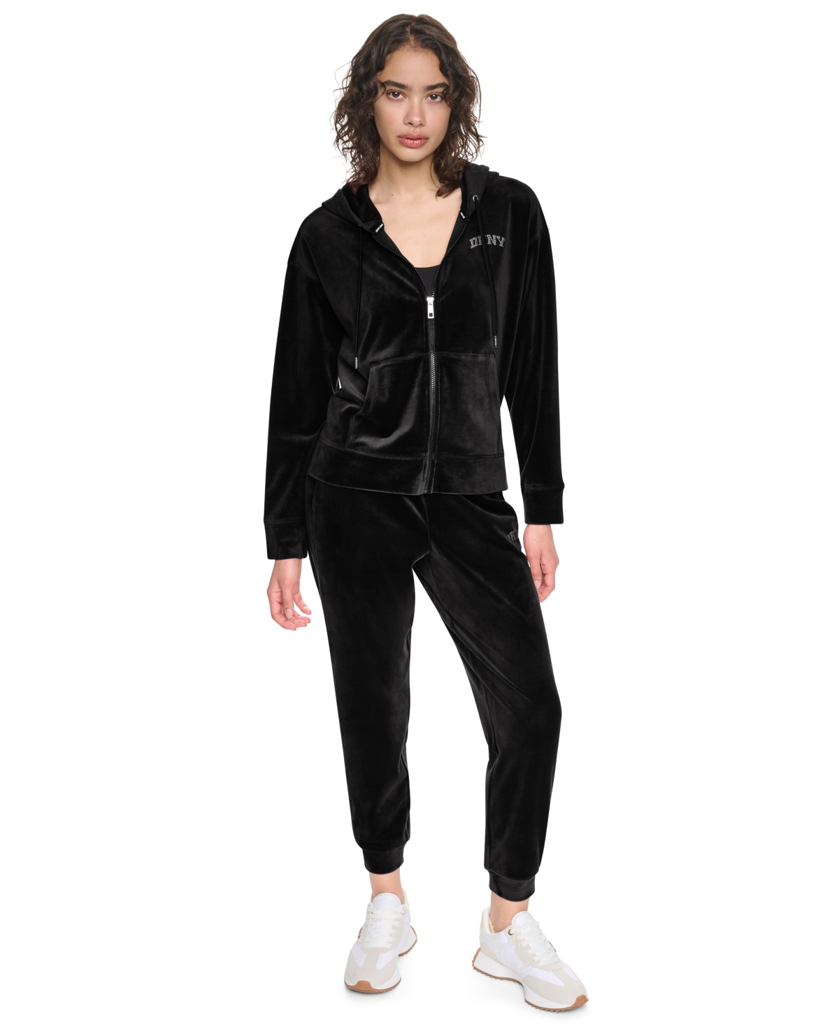Dkny Sport Women's Velour High-Low Hem Zip Hoodie