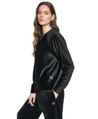 Women's Velour Raglan Relaxed-Fit Pullover Top