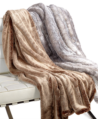 Hotel Collection Faux Fur Throw, Only at Macy's