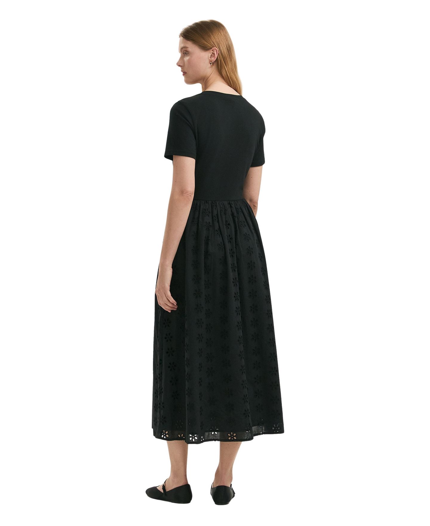 Женское платье Finery London Brea Embroidered Floral Short-Sleeve Midi, цвет: Чёрный — фото 3