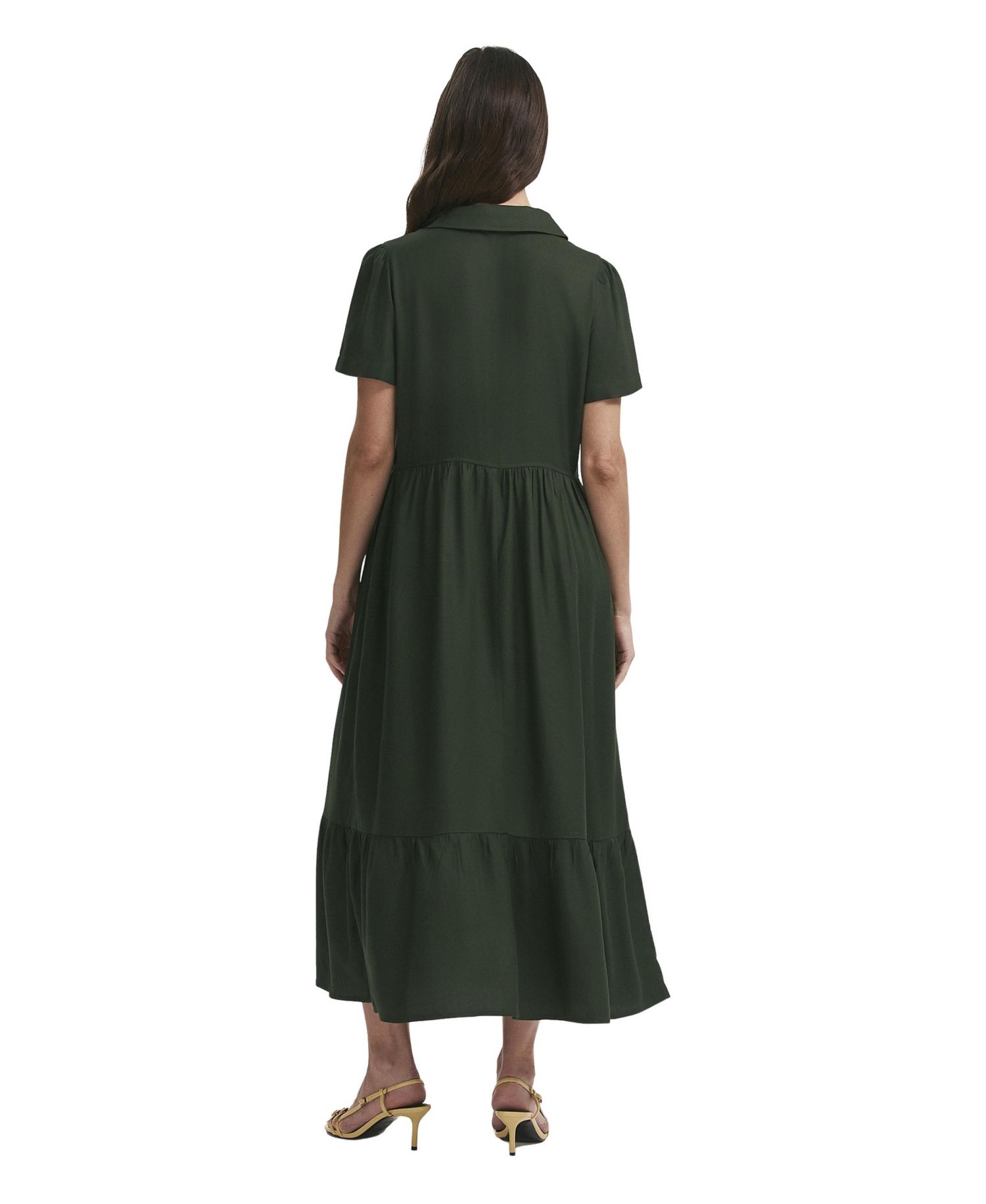 Women's Orion Collared Short-Sleeve Zip-Front Midi Dress