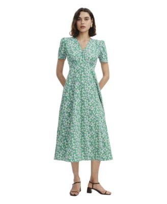 Women's Nieve Floral-Print V-Neck Short-Sleeve Midi Dress