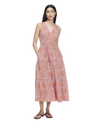 Women's Shannon Paisley Tiered V-Neck Midi Dress