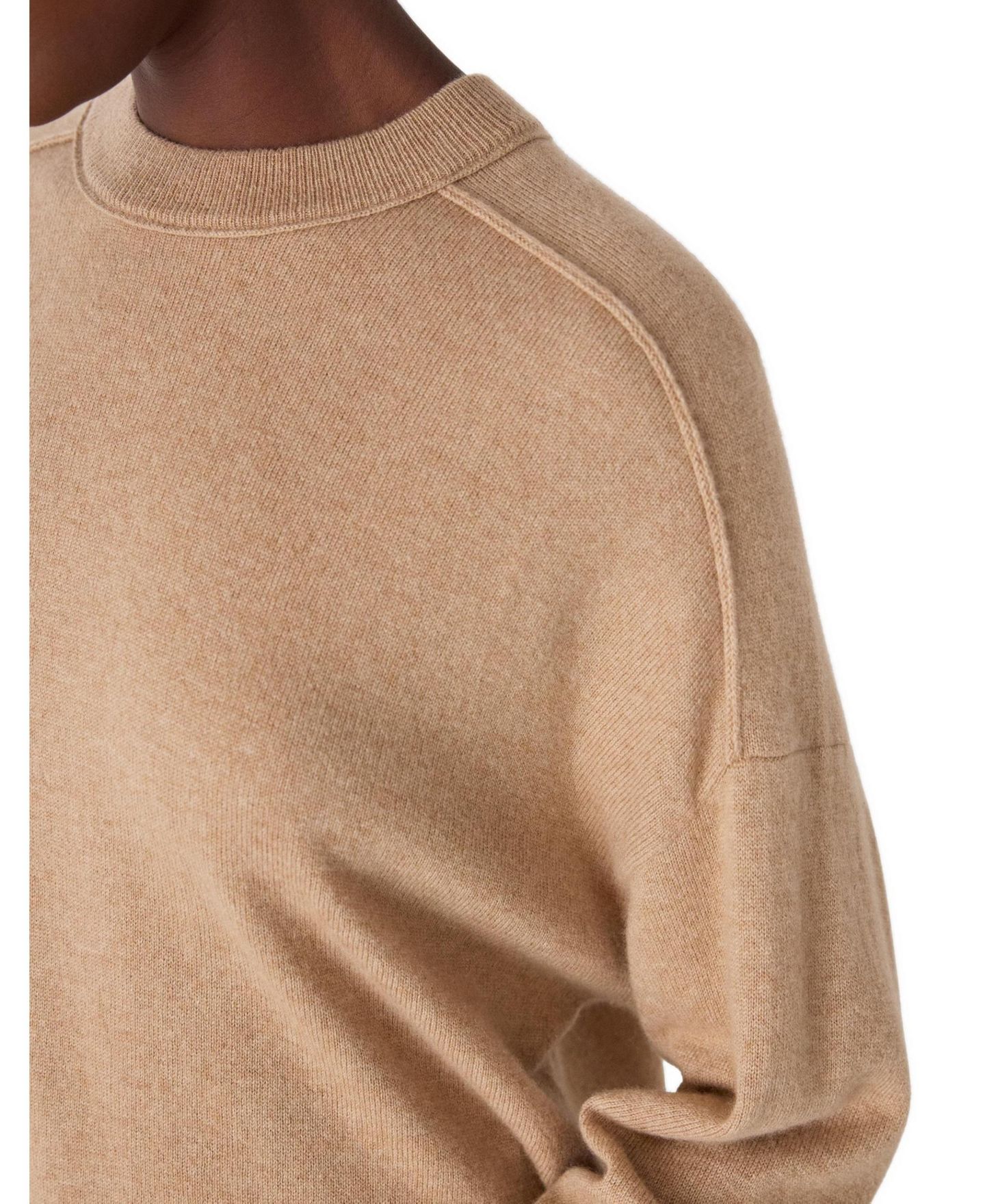Женский свитер Whistles Cashmere Seam Detail Crewneck, цвет: Верблюжий — фото 3