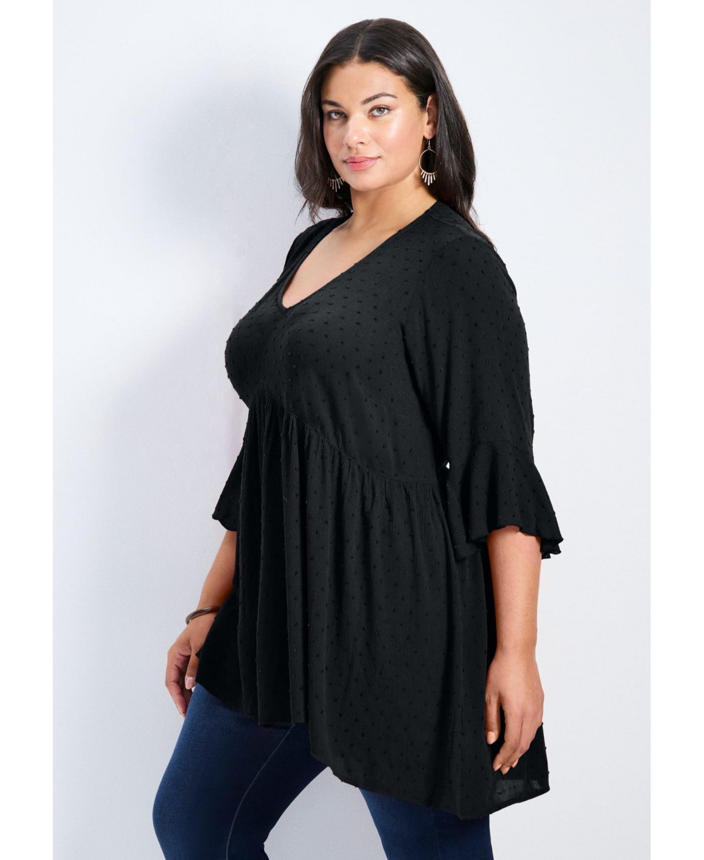 Женский топ Avenue Veronica Dobby Tunic, цвет: Чёрный — фото 4