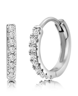 /Girl/Round Crystal White Gold Palladium Plating Huggie Hoop Earrings