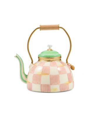 Rosy Check Tea Kettle Glass Ornament