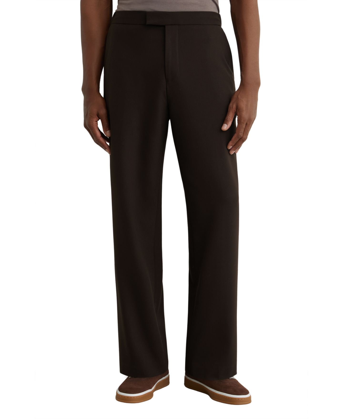 Мужские брюки REISS Found Relaxed Relaxed-Fit Stretch Flat-Front, цвет: Коричневый — фото 1