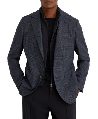 Men's Kyle Check Single-Breasted with Gilet Insert Tailored-Fit Blazer