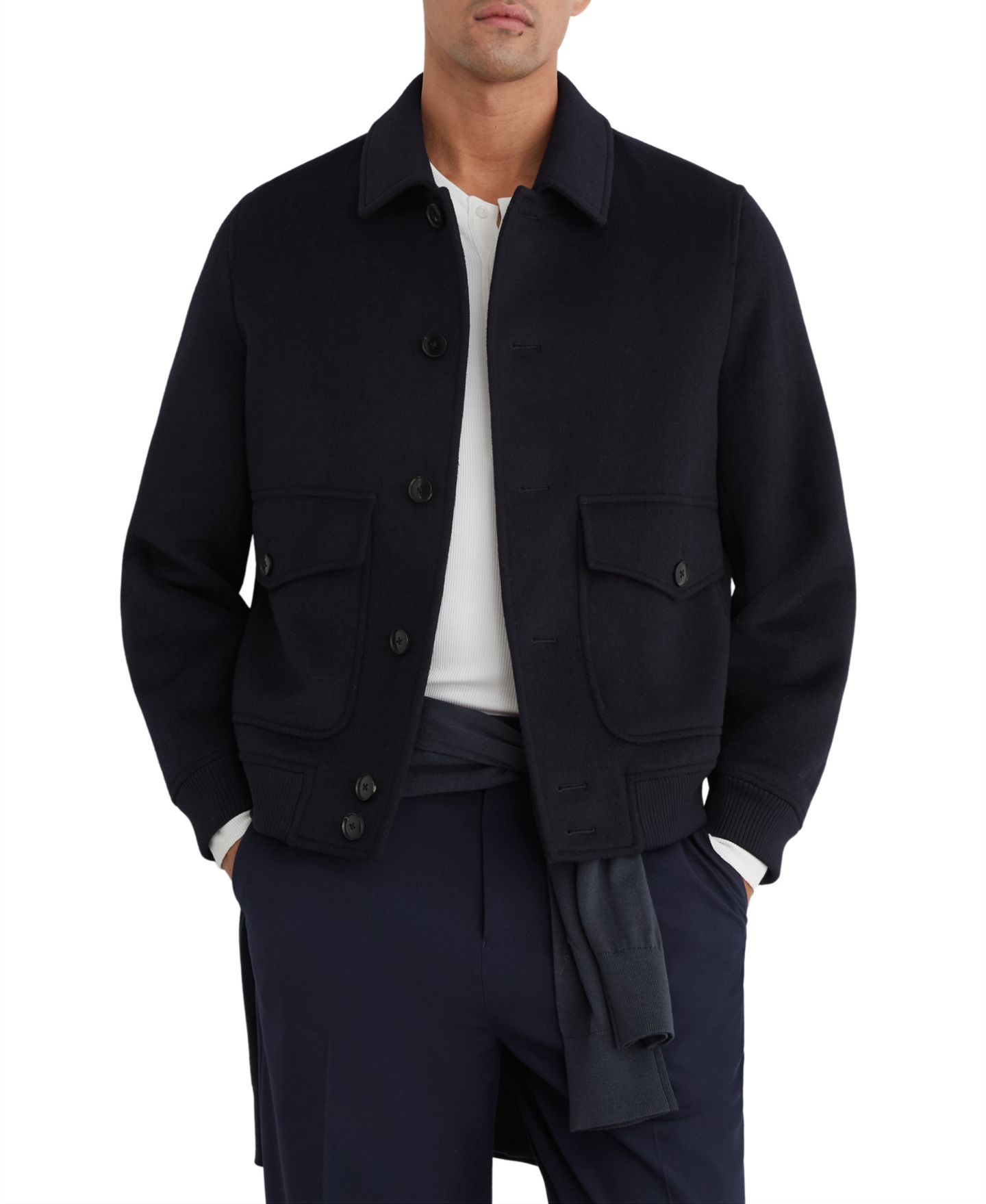 Мужская куртка REISS Deluca Wool-Blend Flap-Pocket Bomber — фото 1
