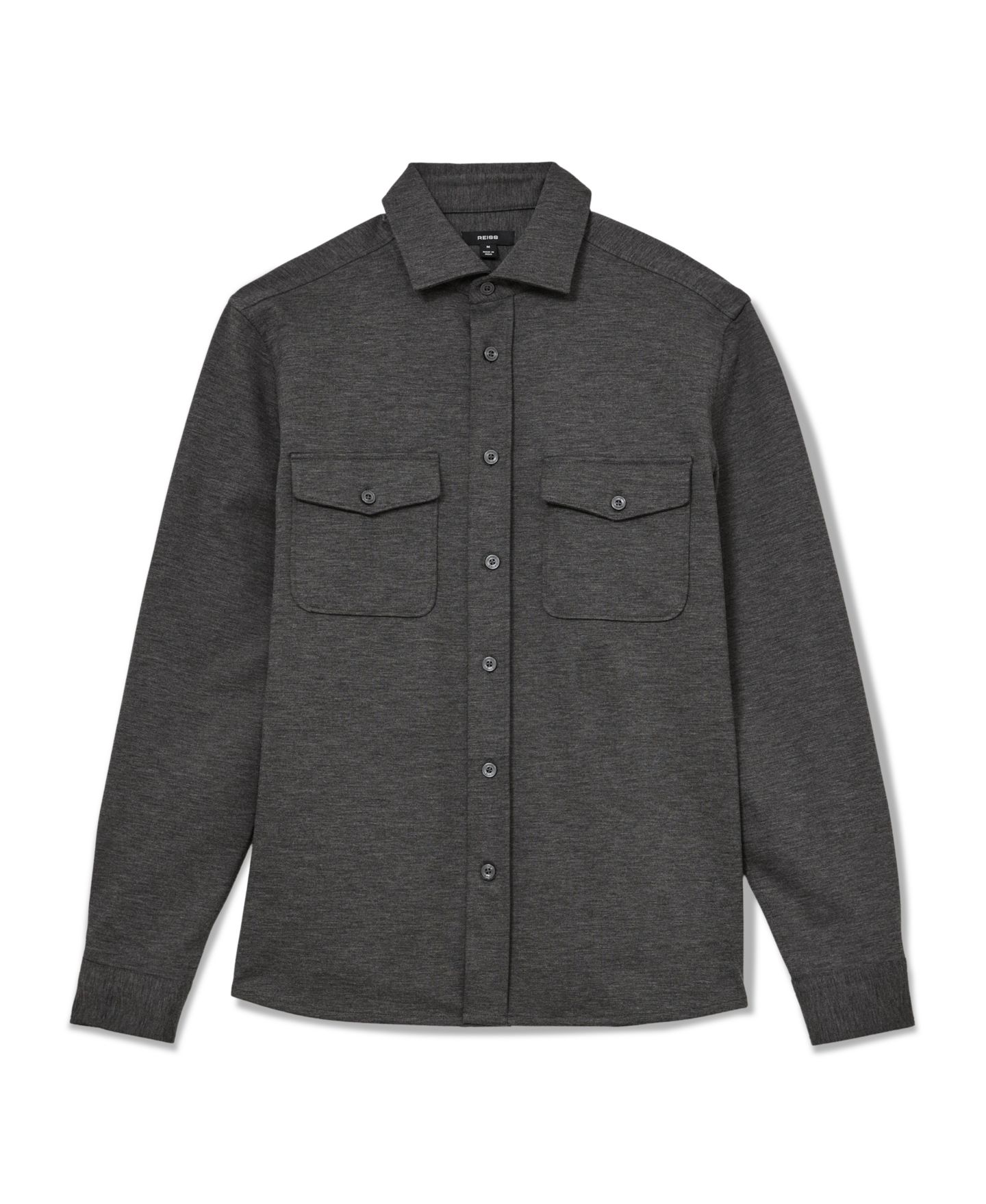 Мужская рубашка REISS Mcshane Twin-Pocket Button-Through Long Sleeve Overshirt, цвет: Угольный серый — фото 5