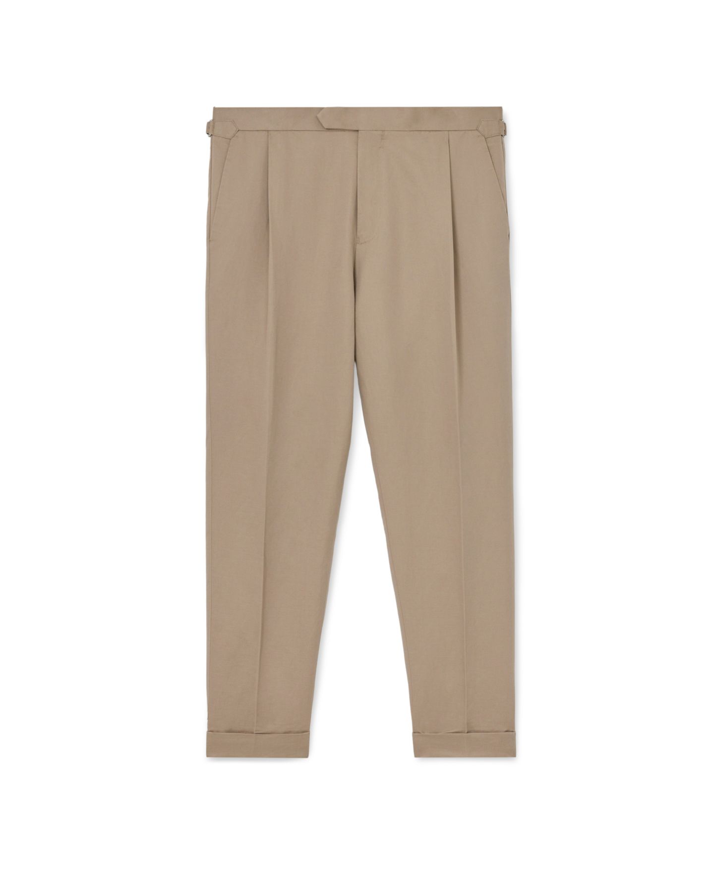 Мужские брюки REISS Com Cotton-Linen Blend Tapered Pleated Trousers, цвет: Серо-коричневый серый — фото 5