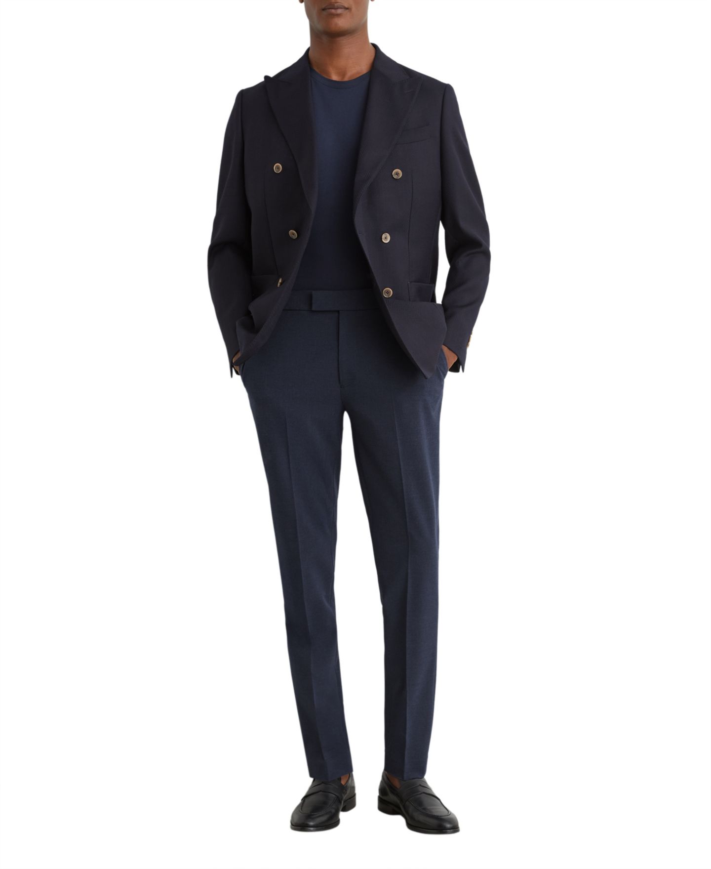 Мужские брюки REISS Found Slim-Fit Stretch Drawstring Trousers, цвет: Синий меланжевый — фото 3