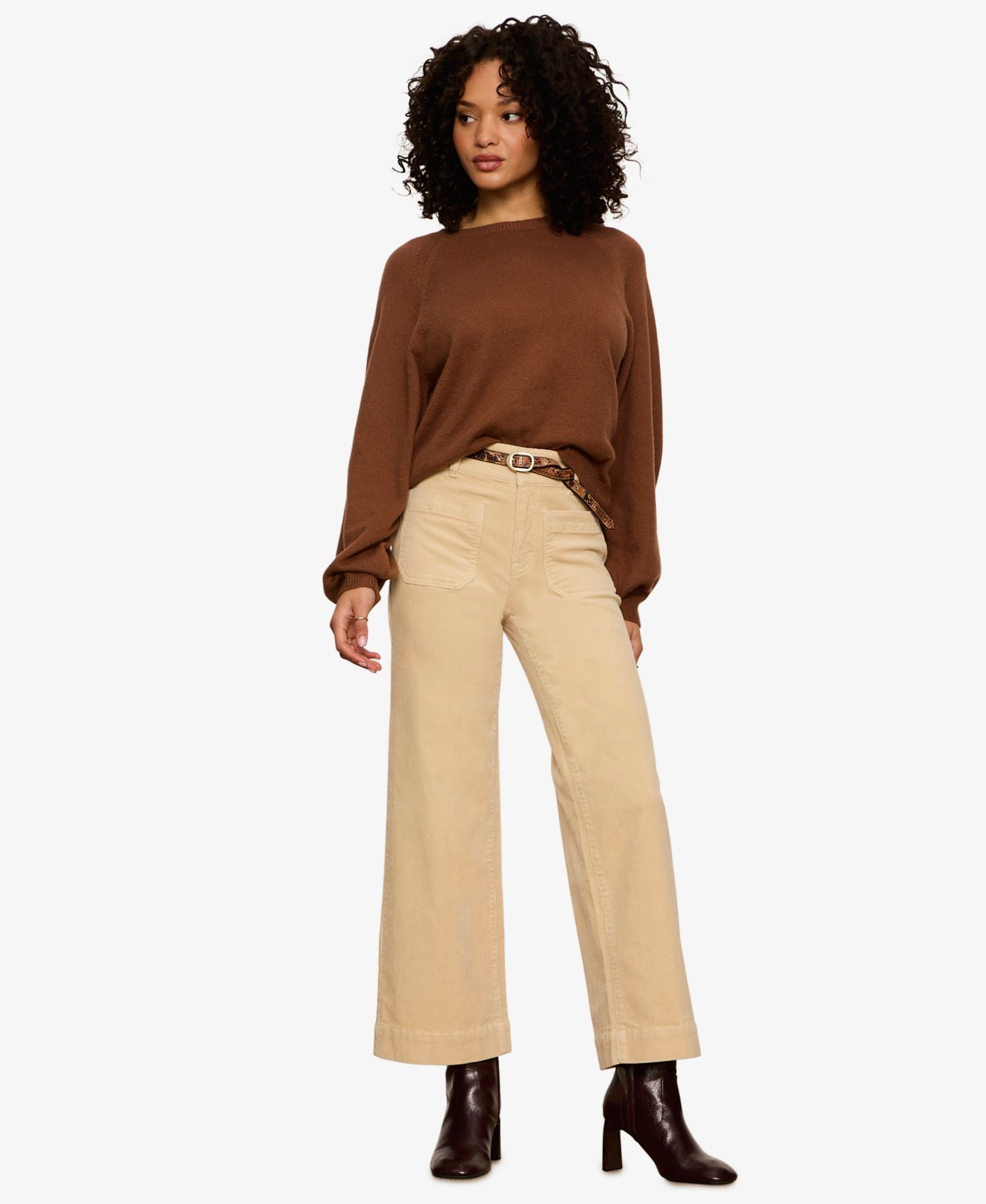 Women's Soft Popover Crewneck Long-Sleeve Sweater