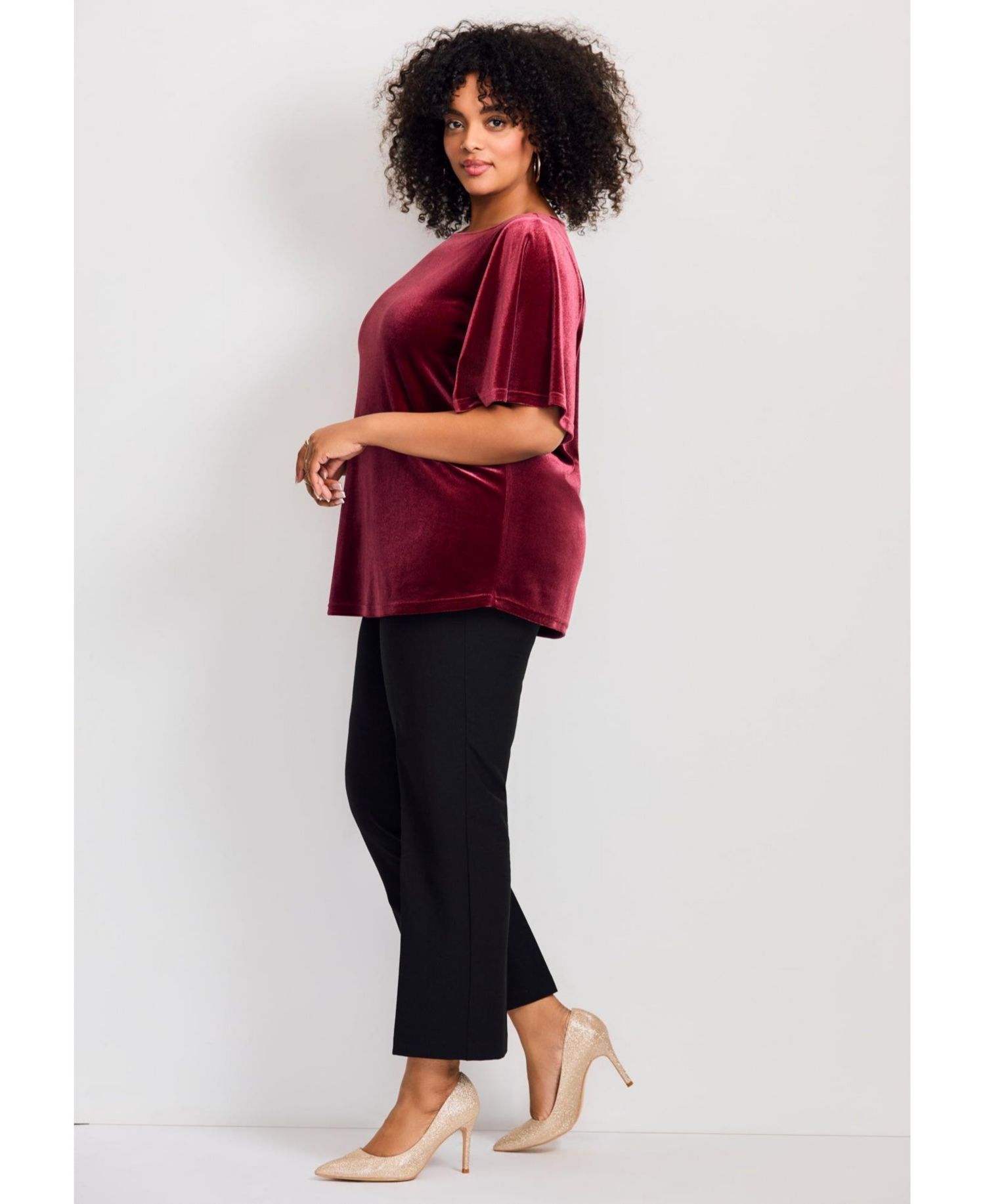Plus Size Kimono Velour Sleeve Tee