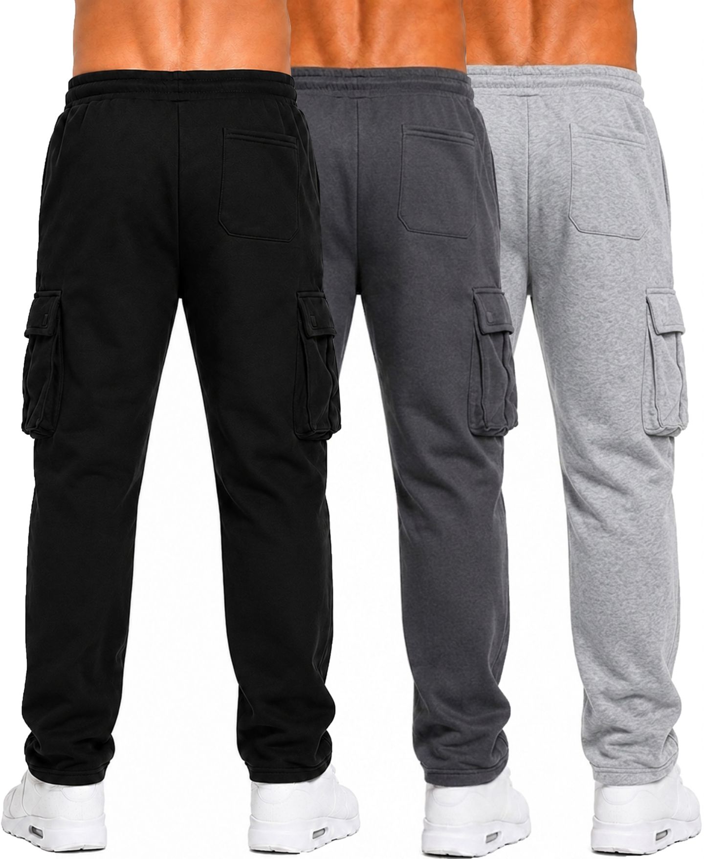Мужские брюки Blue Ice Fleece-Lined Cargo Open-Bottom Sweatpants, цвет: Чёрный / Угольный — фото 4