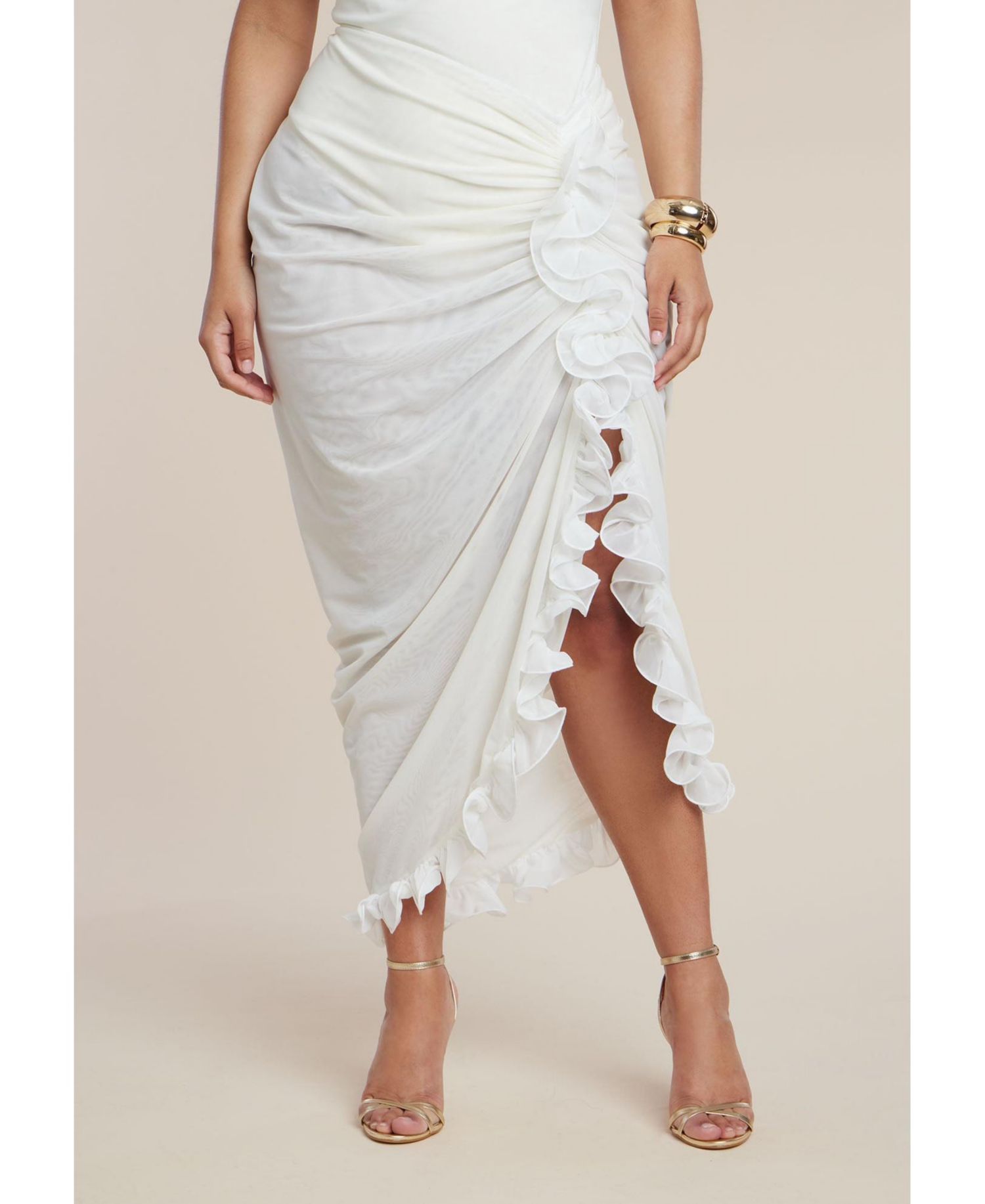 Women's Ruffled Sheer Mesh Skirt