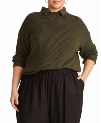 Plus Size Positano Pointelle Long-Sleeve Sweater