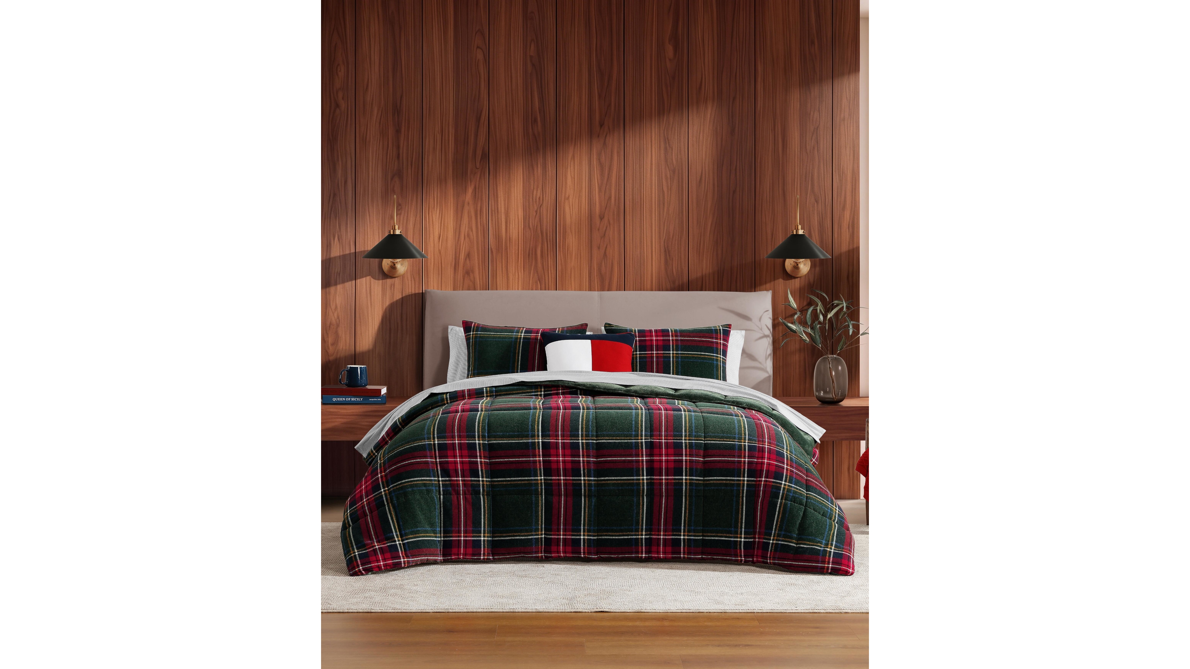 Tommy Hilfiger Devon Tartan Medium Warmth Yarn-Dyed Twill 3-Piece Comforter Set, King