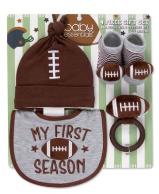 Baby Football-Themed Bib, Beanie, Socks and Teether, 4-Piece Set