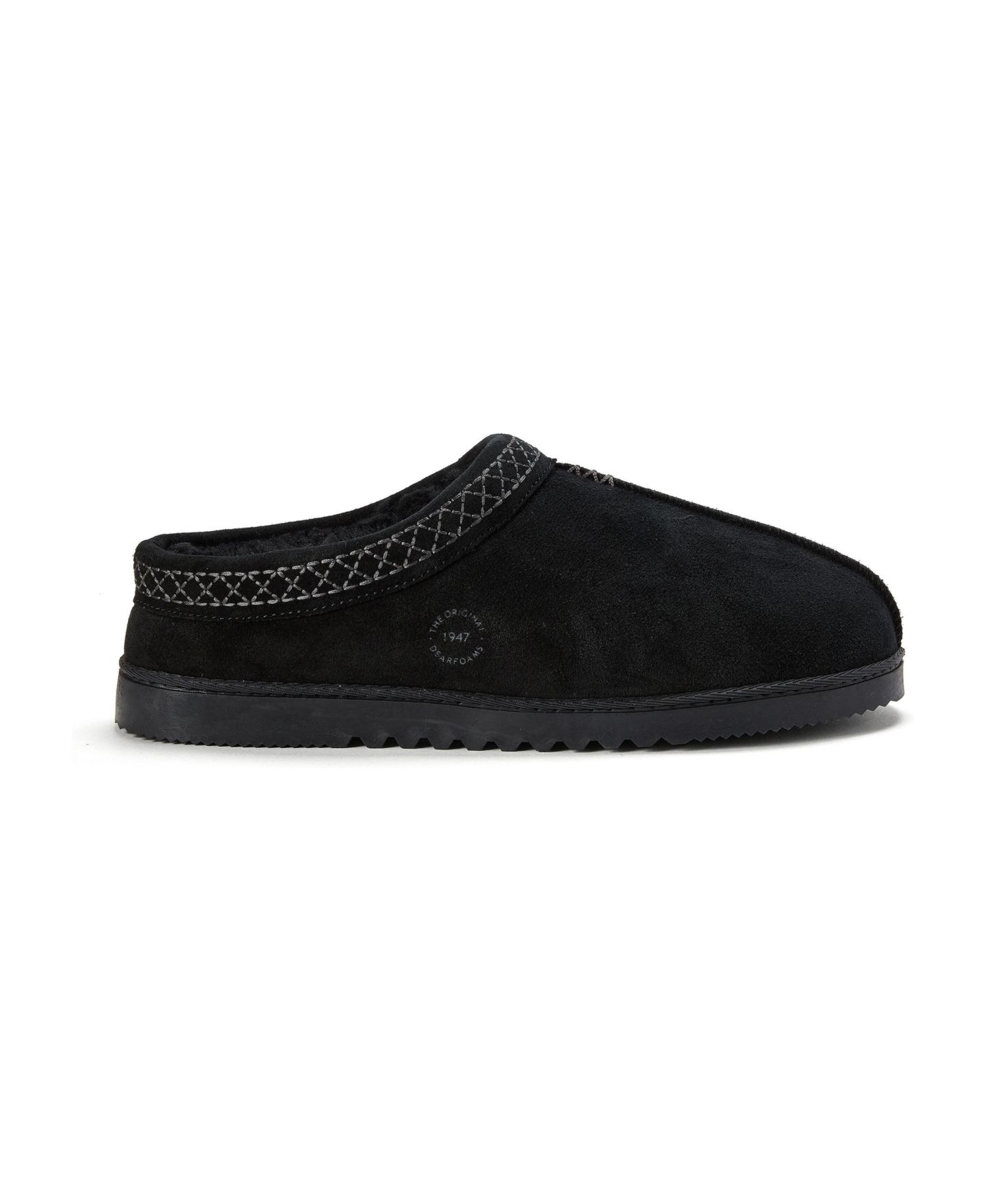 Мужские сабо Dearfoams Dean Genuine Suede Slip-On Clog Slipper, цвет: Чёрный — фото 2