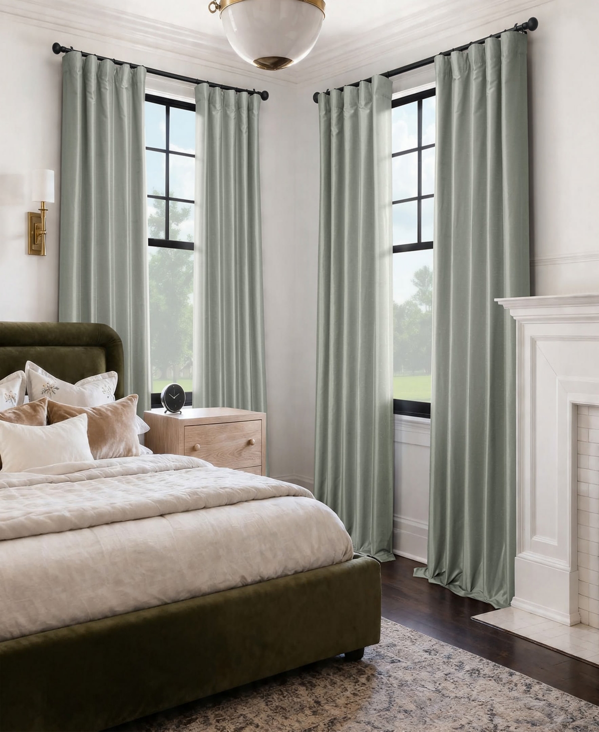 Half Price Drapes Silver Vintage Textured Faux Dupioni Silk Blackout Curtain