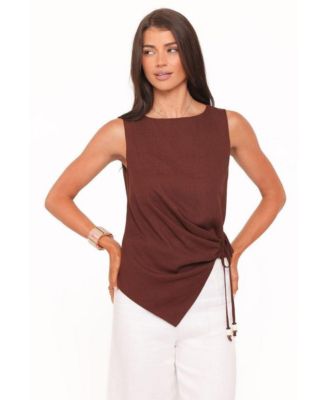 Women's Heloise Boat-Neck Sleeveless Side-Tie Blouse
