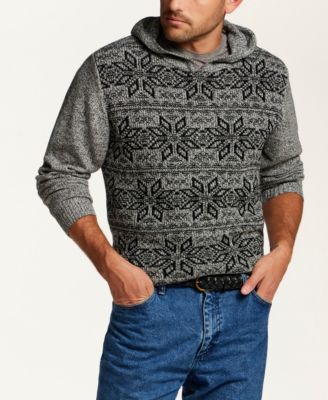Men's Marled Snowflake Cotton Hooded Pullover