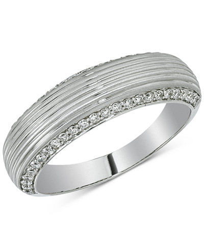 Esquire Men's Jewelry Diamond Textured Band (1/2 ct. t.w.) in 14k White Gold, Only at Macy's
