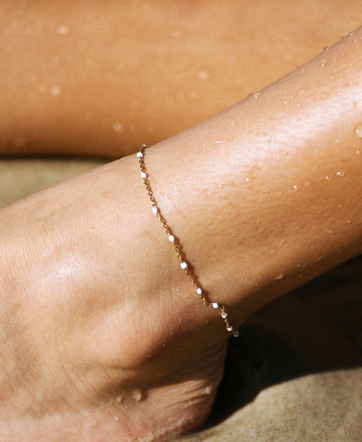 Atolea White Beaded Anklet