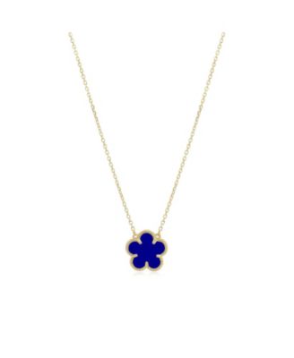 Lapis Single Spring Flower Necklace 14K