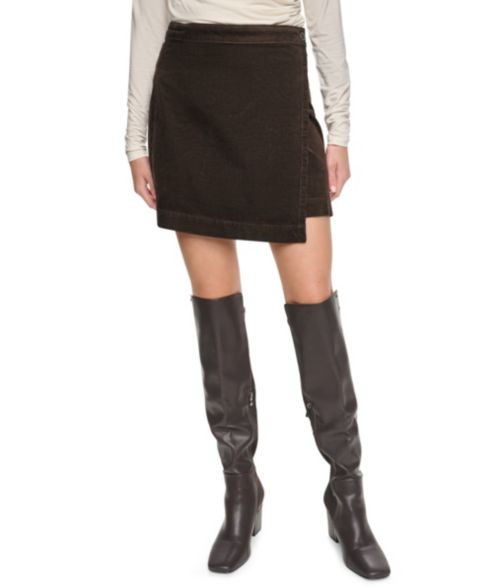 Женская юбка DKNY Jeans High-Waisted Wrap Mini, цвет: Тёмно-коричневый