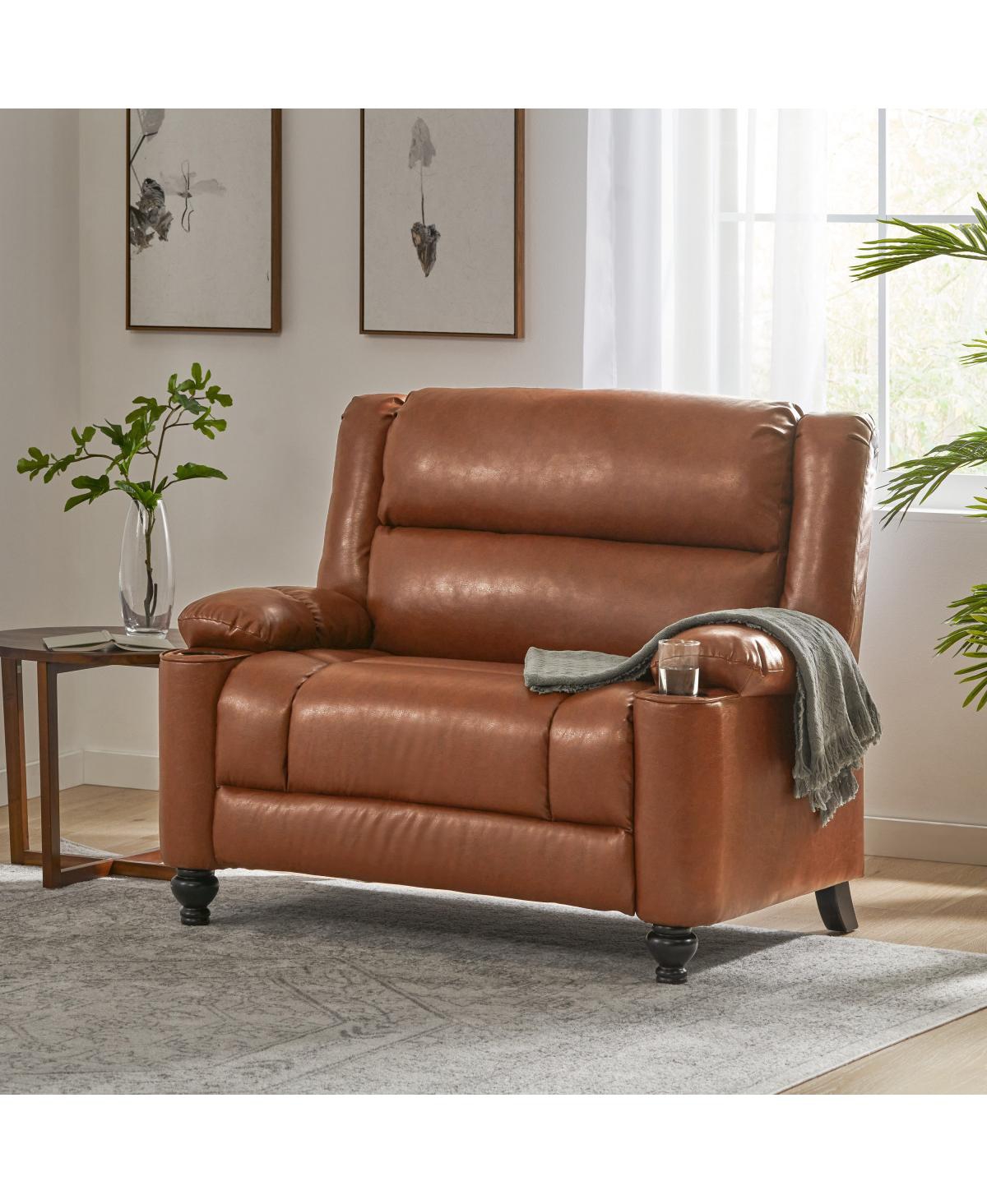Streamdale Furniture Faux Leather Manual Recliner with Cup Holders