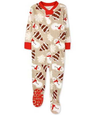 Baby Boys' and Baby Girls' Festive Holiday Print Footed Pajama