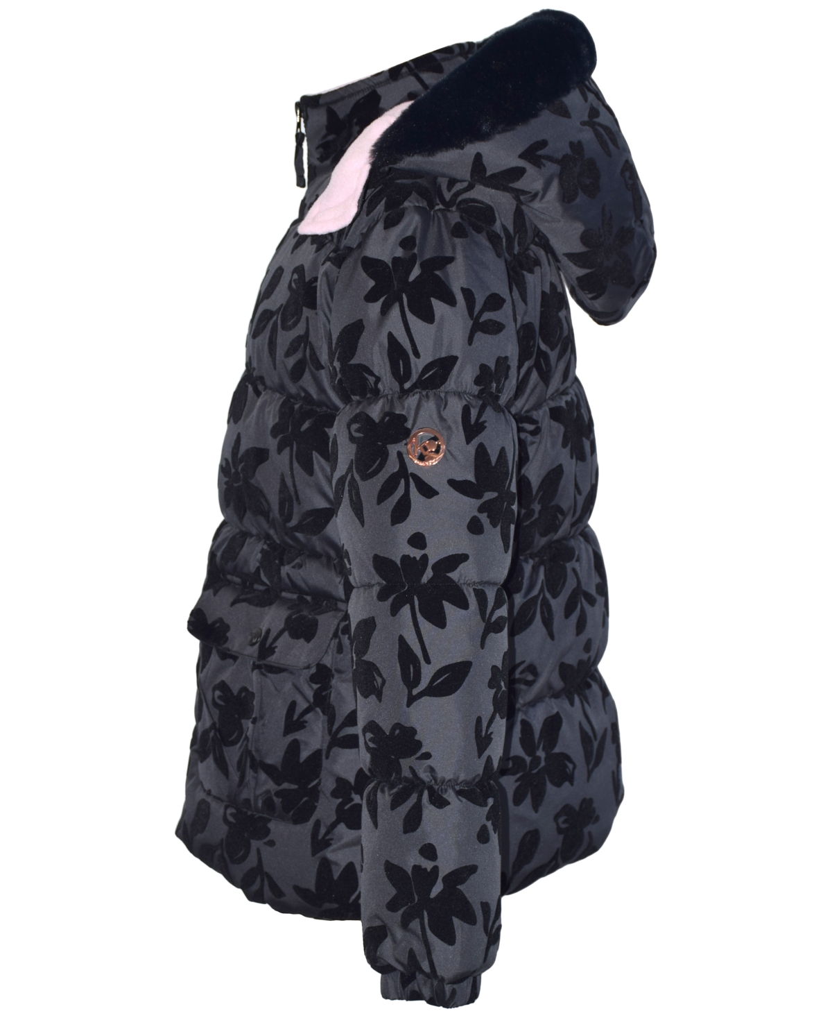 Kensie Girl Girls' 5-16 Floral Flocked Puffer Jacket