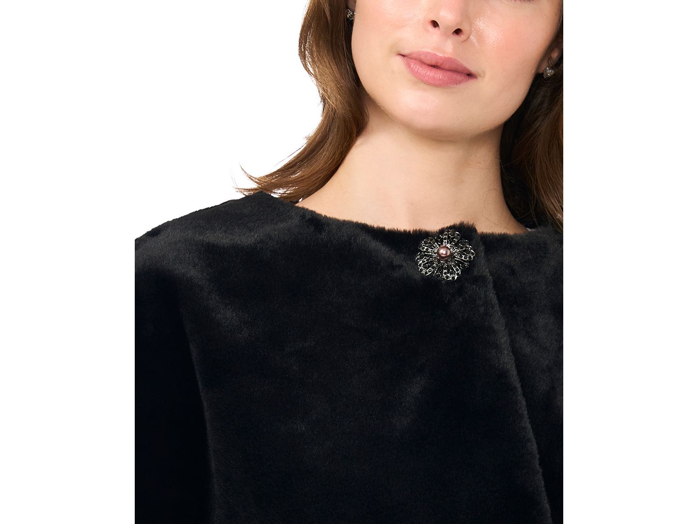 Женская накидка MSK Cropped Faux Fur Cape, цвет: Чёрный — фото 3