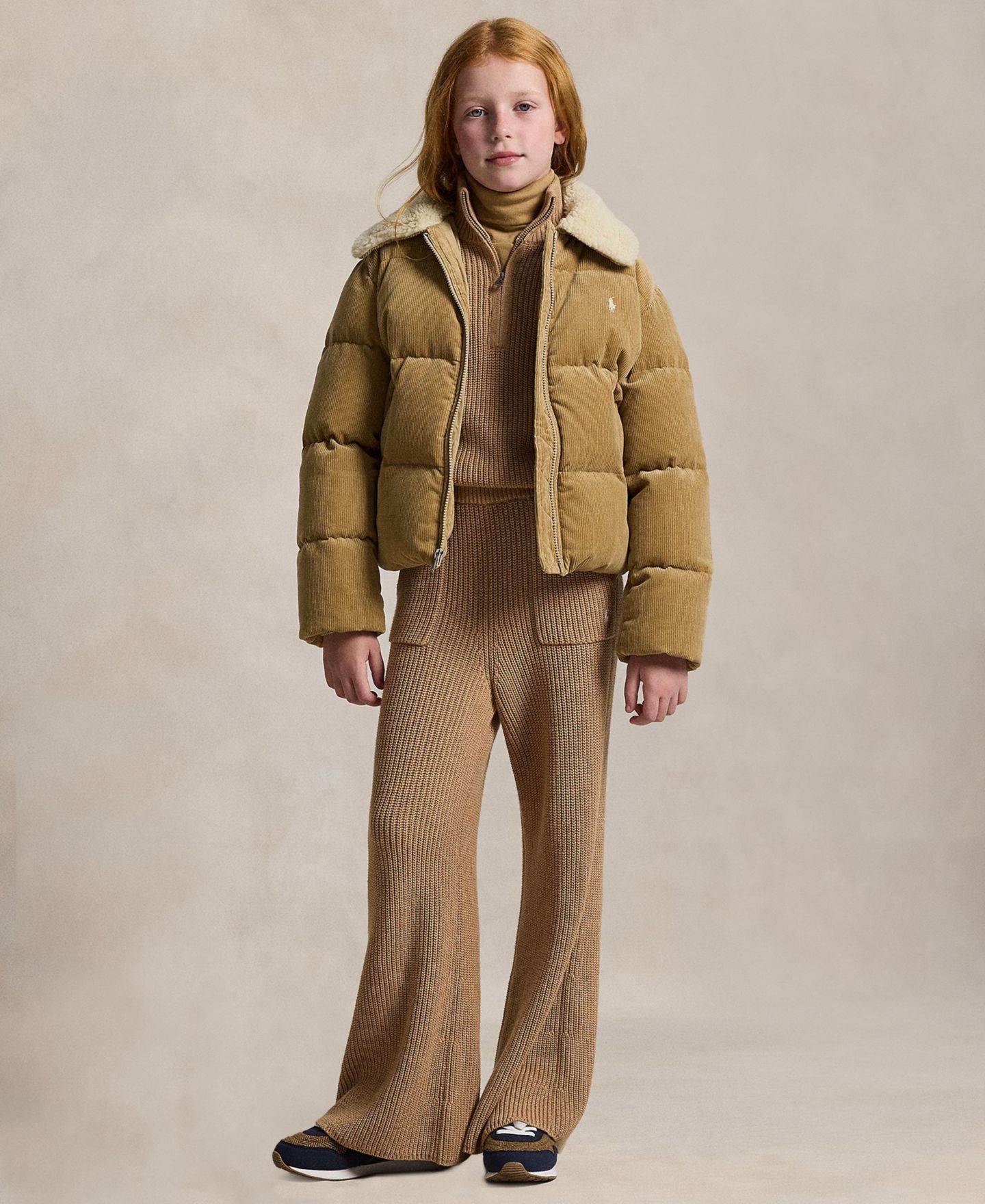 Куртка Polo Ralph Lauren Cotton Corduroy Down Jacket для девочек, цвет: Винтажный хаки — фото 2