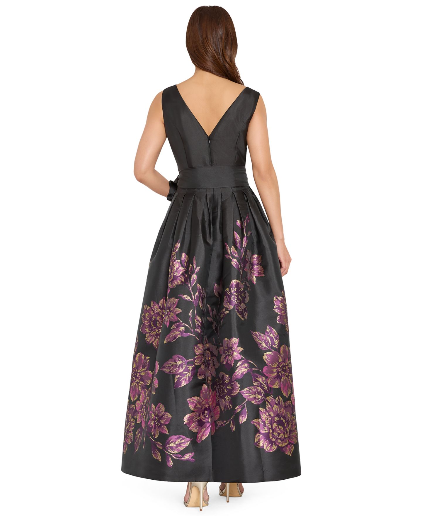 Женское платье Tahari ASL Floral Sleeveless Gown, цвет: Чёрный — фото 5