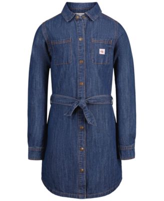 Girls' 7-16 Long-Sleeve Denim Shirt Dress