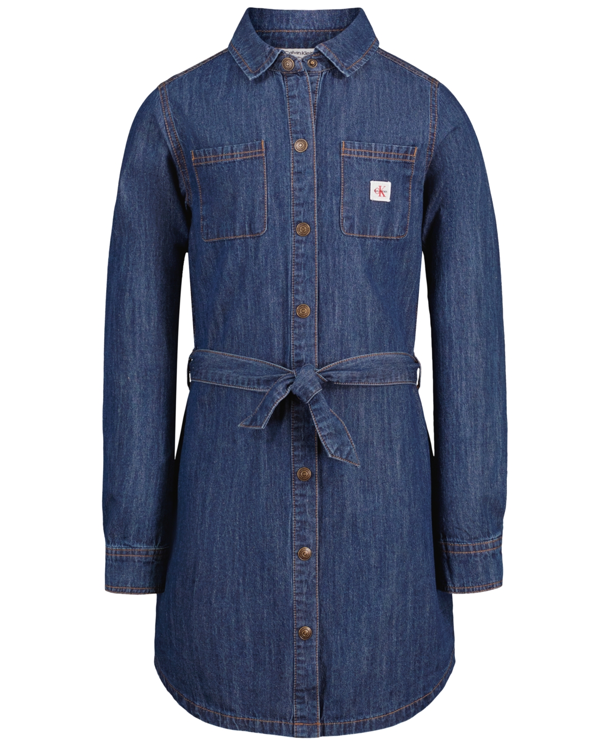 Calvin Klein Girls' 7-16 Long-Sleeve Denim Shirt Dress