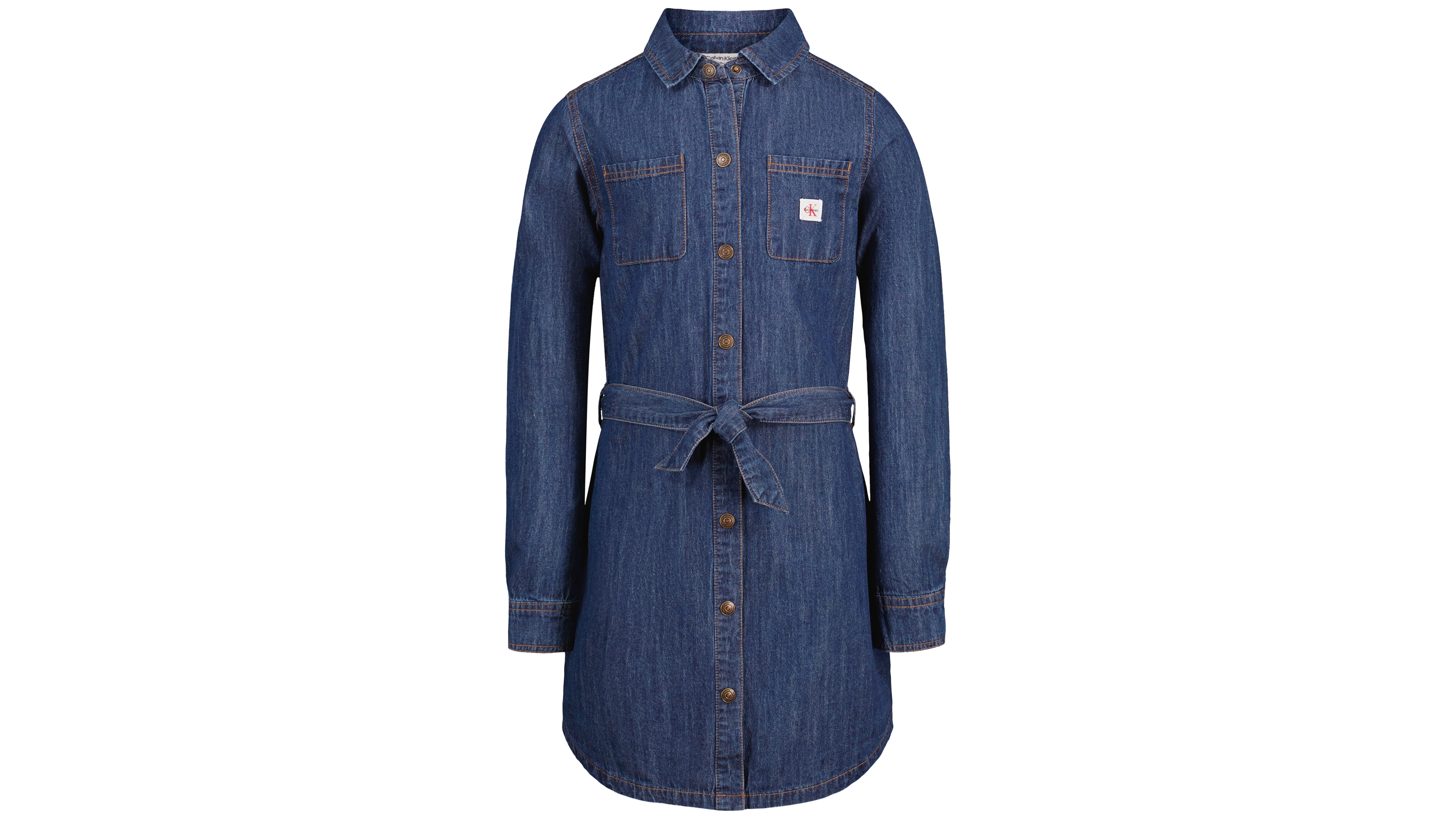 Calvin Klein Girls' 7-16 Long-Sleeve Denim Shirt Dress