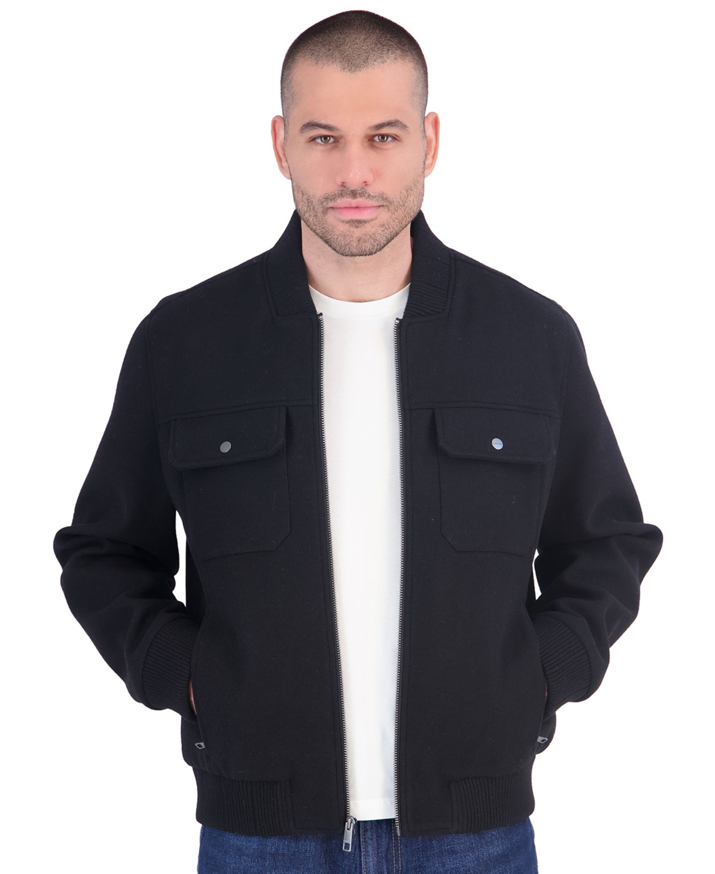 Мужская куртка Calvin Klein Wool Bomber, цвет: Чёрный — фото 1