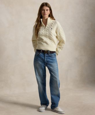 Polo Ralph Lauren Women's Cable-Knit Half-Zip Wool-Cashmere