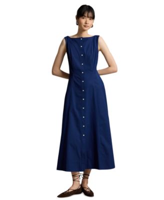 Women's Fit-and-Flare Boat Neck Midi Dress
